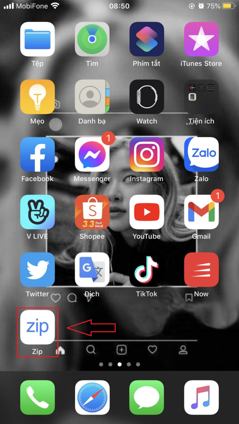 Ứng dụng Zip được cài đặt trên điện thoại