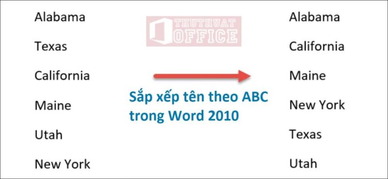 cach sap xep ten theo abc trong Word 2010