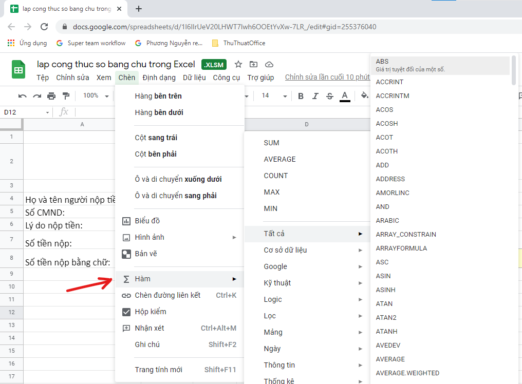 Cách dùng excel trực tiếp trên gmail