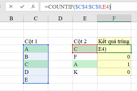 tim gia tri trung nhau o 2 cot trong Excel 02