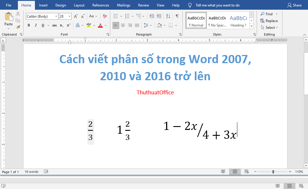cach viet phan so trong Word 00