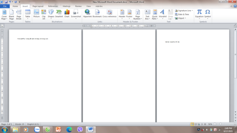 Mở trang mới trong Word bằng việc thêm trang mới