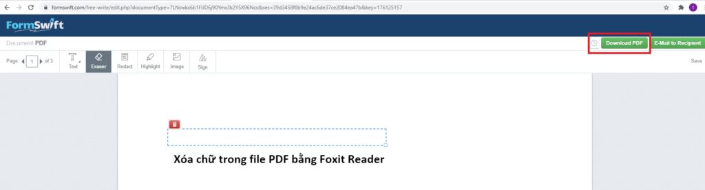 Xóa chữ trong file PDF bằng FormSwift