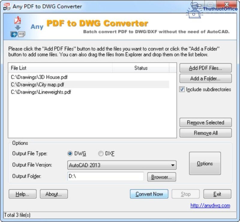 Phần mềm chuyển PDF sang CAD - Any PDF to DWG converter