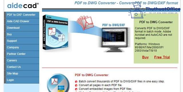 Phần mềm chuyển PDF sang CAD - Aide PDF to DXF converter