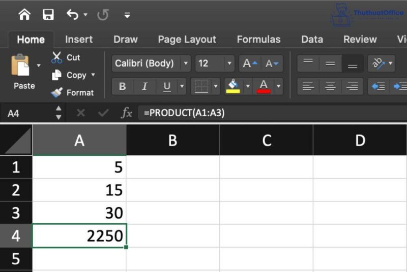 Phép nhân trong Excel