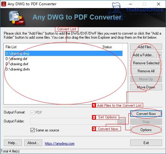 Chuyển file DWG sang PDF