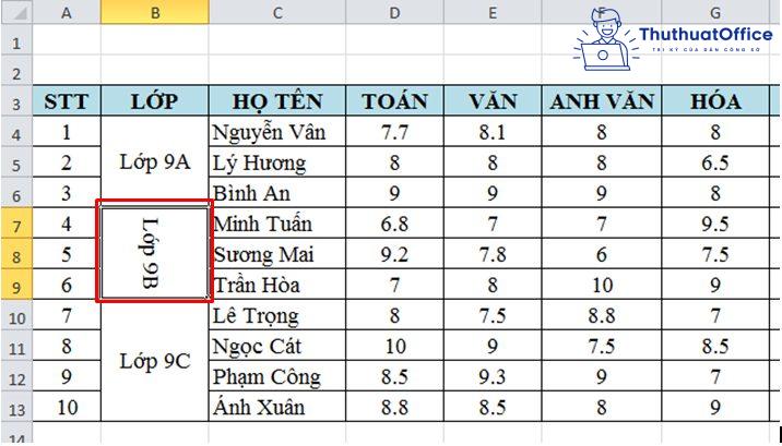Xoay chữ trong Excel