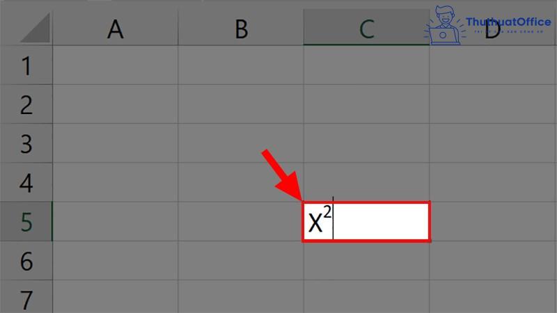 viết số mũ trong Excel 09