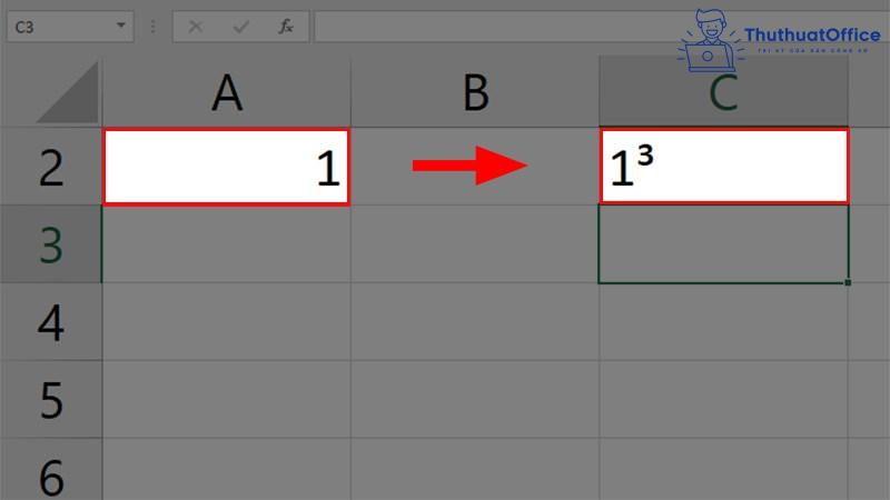viết số mũ trong Excel 17