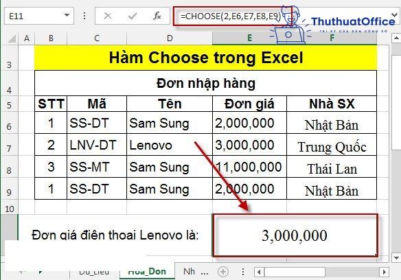 Các hàm cơ bản trong Excel