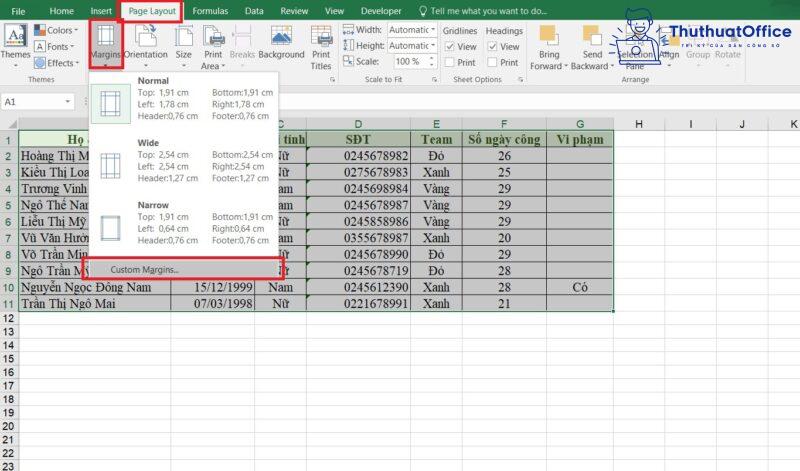 Cách căn lề trong Excel