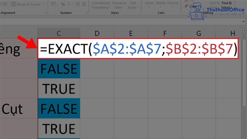 so sánh 2 cột trong excel