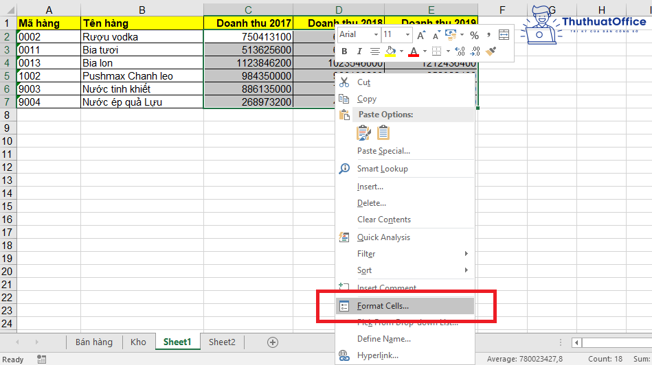 Những cách định dạng số trong Excel 8