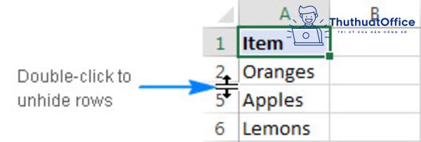 cách ẩn dòng trong Excel