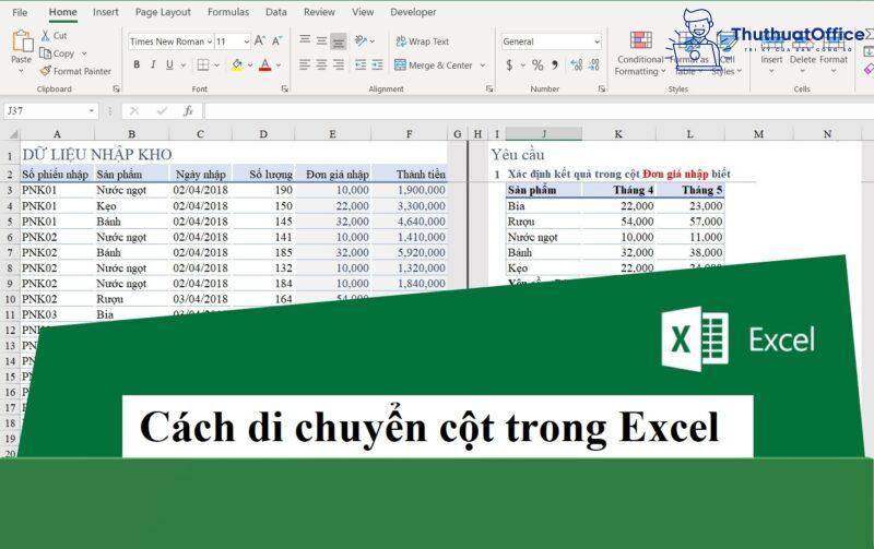 6 cách di chuyển hàng, di chuyển cột trong Excel