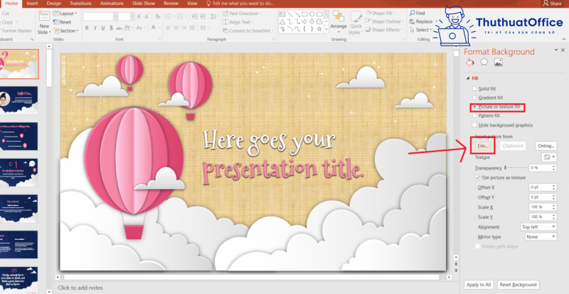 chỉnh sửa background graphic trong PowerPoint
