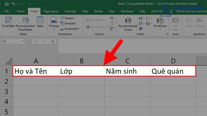 cách nhập dữ liệu trong Excel bằng form tự tạo