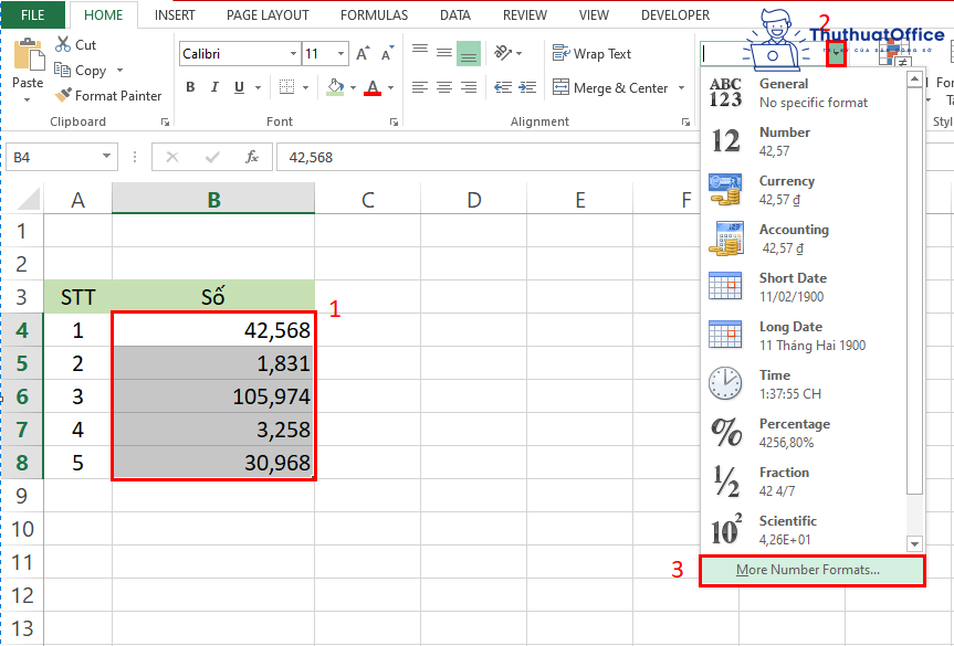 Làm tròn số trong Excel