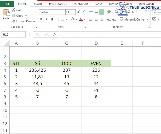 Làm tròn số trong Excel
