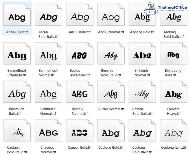Các font chữ tiếng Việt đẹp trong Word
