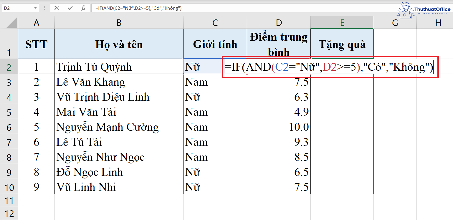 hàm IF trong Excel