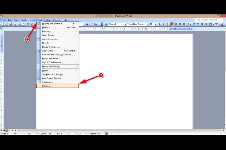 How to remove red dashes in Word 2003 step 1