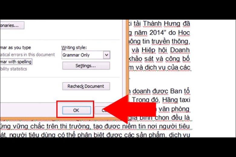How to remove red dashes in Word 2003 step 3