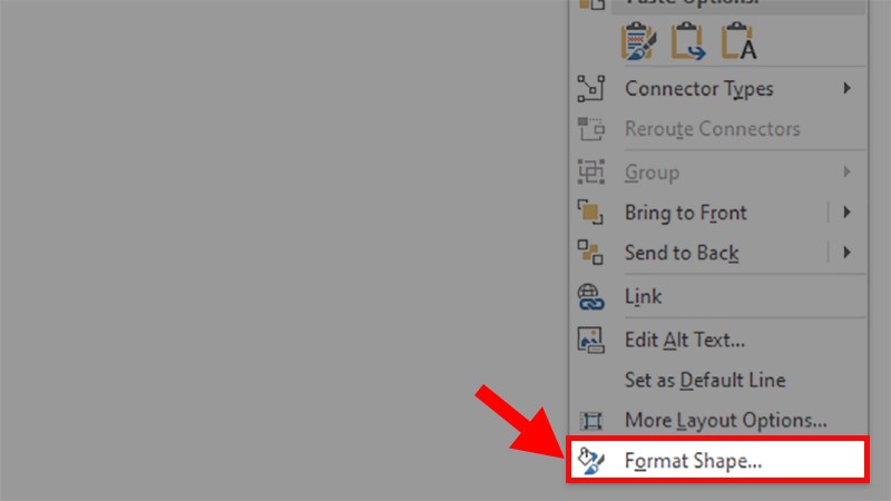 Right-click on the drawn line > Choose Format Shape.