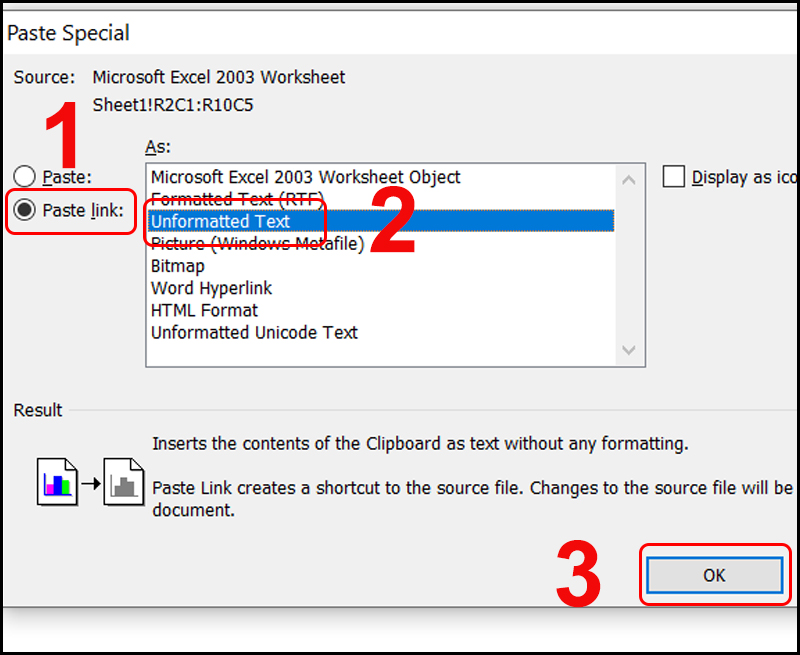 Linking data through Word