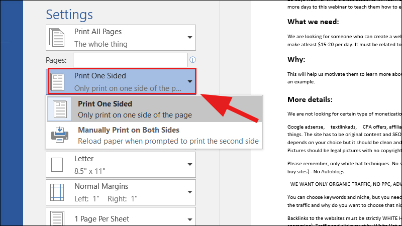 The single-sided/double-sided printing mode