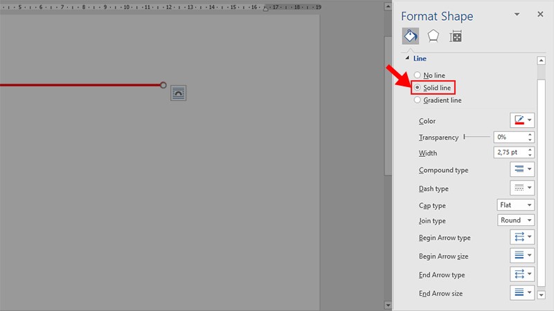 In the Format Shape window on the right, customize as follows