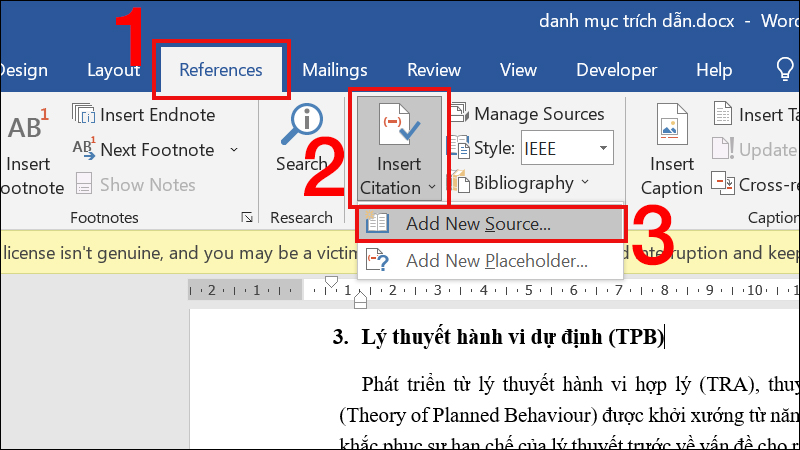 Select References on the toolbar > Click Insert Citation > Select Add New Source at the bottom