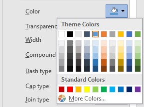 "Color:" Change the color of the line