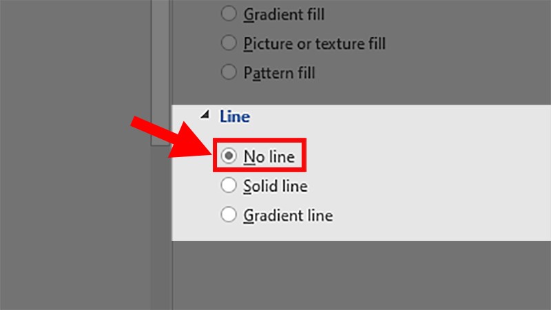 In the window that appears on the right, go to Text Outline > Check No line.