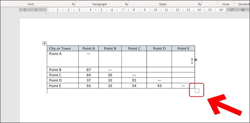 How to adjust table size