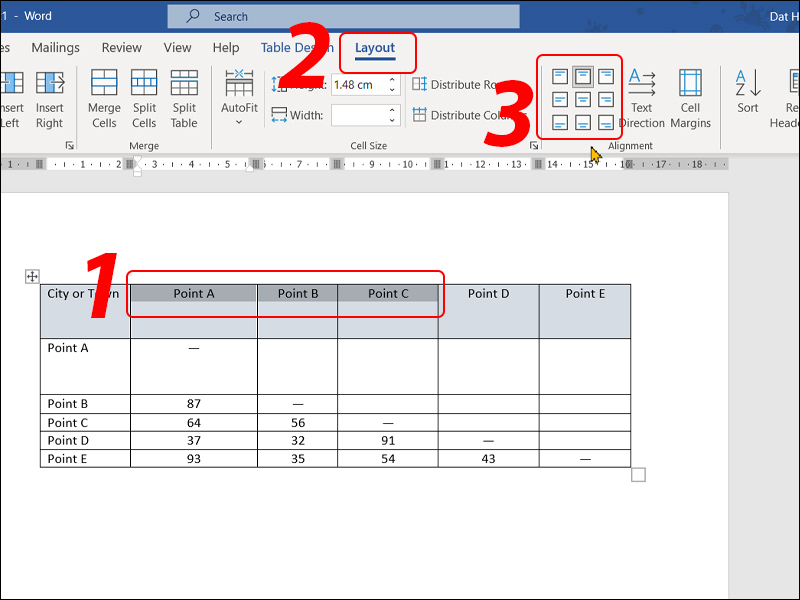 How to align tables in word