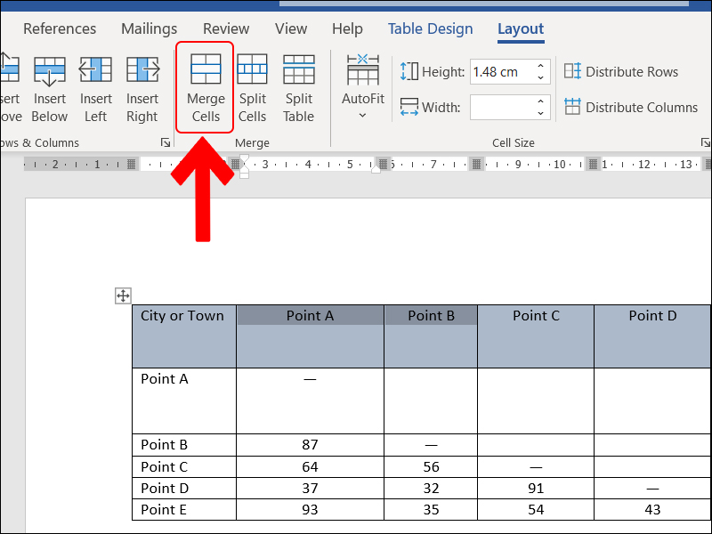 Cell merging option