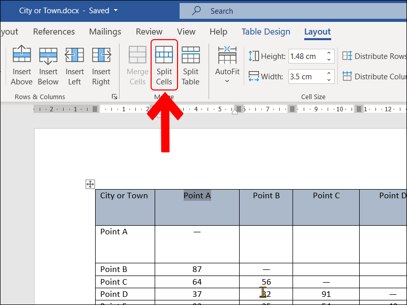 Cell merging option