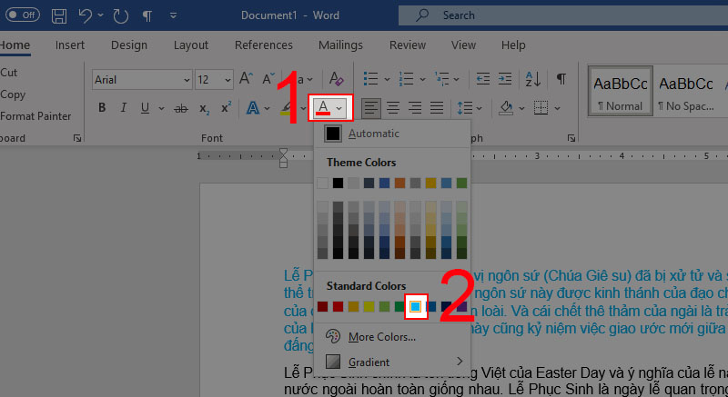 Select the Font Color icon