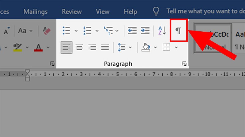 Go to the Paragraph section > Click the ¶ character to show the characters down the line in Word