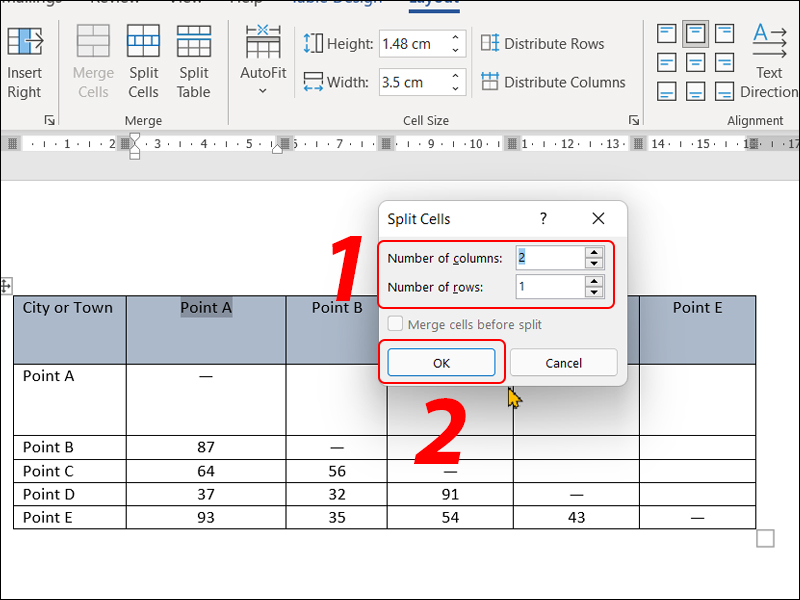 Enter the number of cells to split