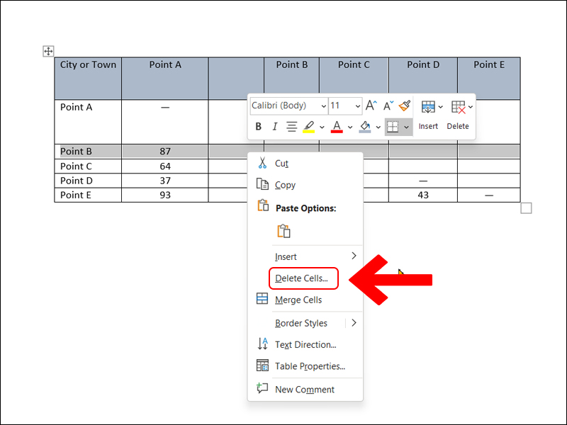 Row deletion option