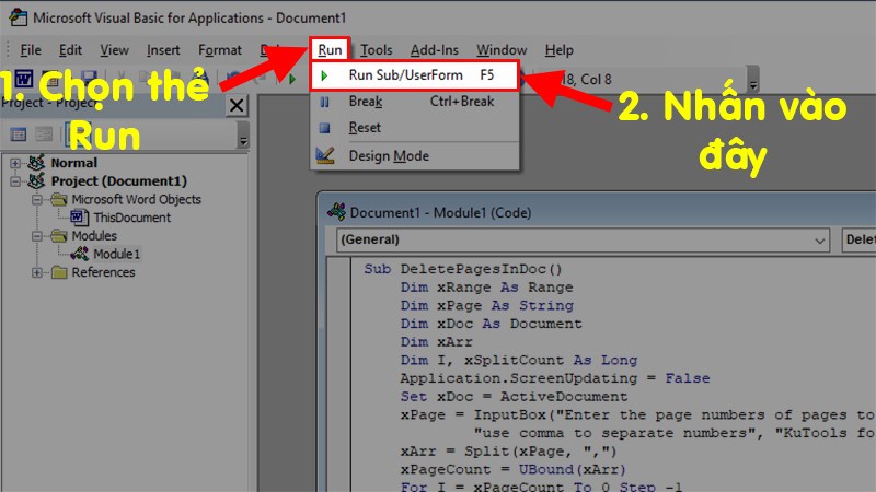 After importing > Select the Run tab > Click the Run Sub/UserForm button (or press F5) to run the newly imported VBA command