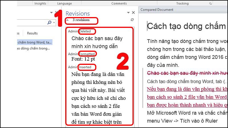 Section 1: Show details of edited information