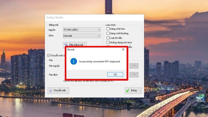 The Successfully Convert RTF clipboard dialog box appears. Click OK