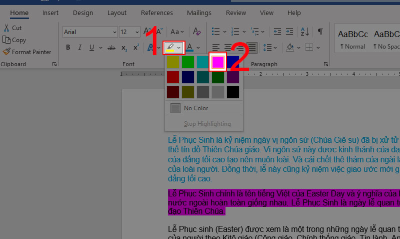 Select the Text Highlight Color icon