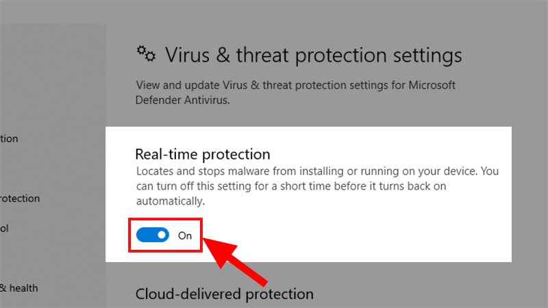 Switch the status bar of Real-time protection to On