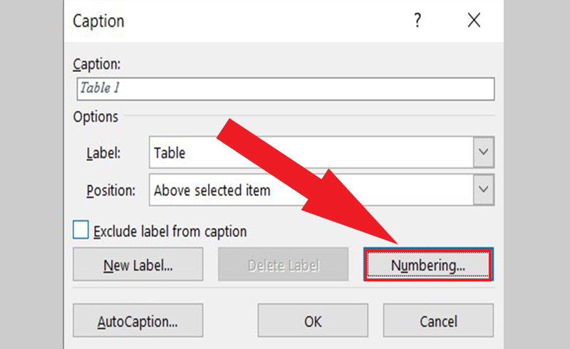 Choose a numbering style for the table