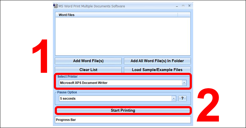 Select the printer and then issue a print command